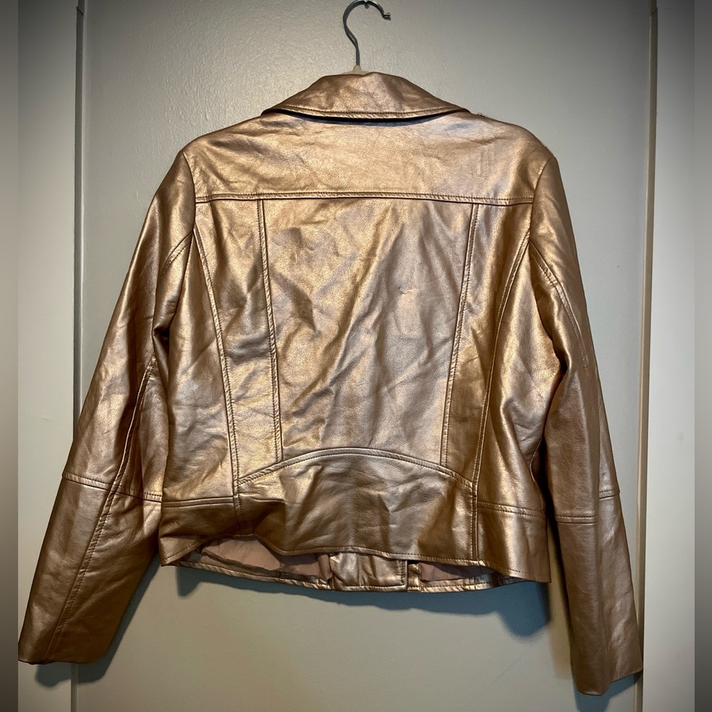 New Gold Faux Leather BB Dakota Jacket - Picture 2 of 4